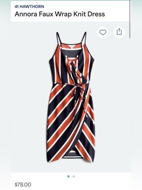 Market & Spruce Navy, Rust and White Striped Wrap Midi Dress